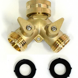 Garden Hose Y Valve Hose Splitter Brass Hose Splitter with Solid Brass Handle Brass Y Valve