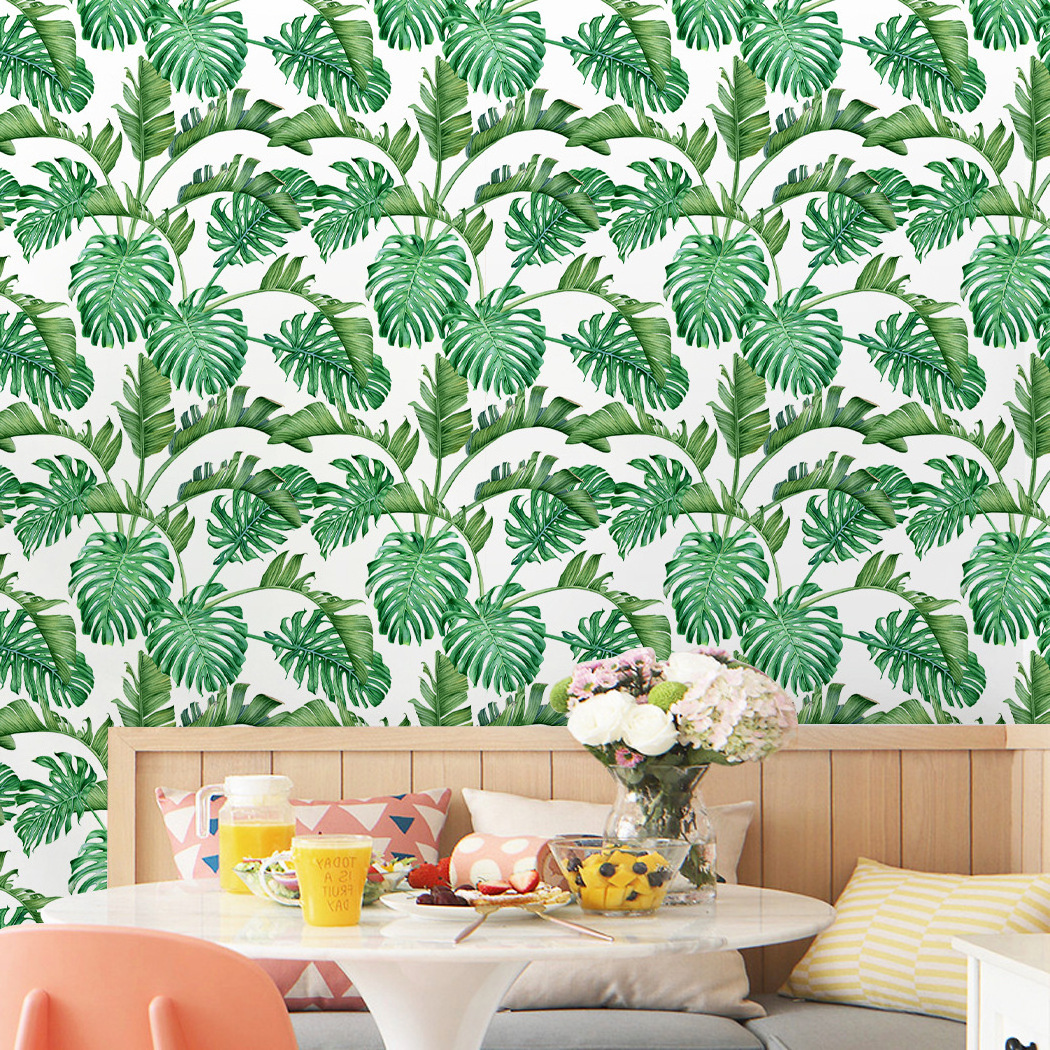 Banana Leaf Tropical Rainforest Wallpaper Green Leaves Print Palm Tree Jungle Print Boho Decor