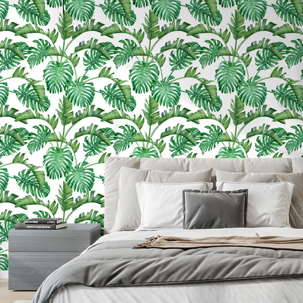 Banana Leaf Tropical Rainforest Wallpaper Green Leaves Print Palm Tree Jungle Print Boho Decor