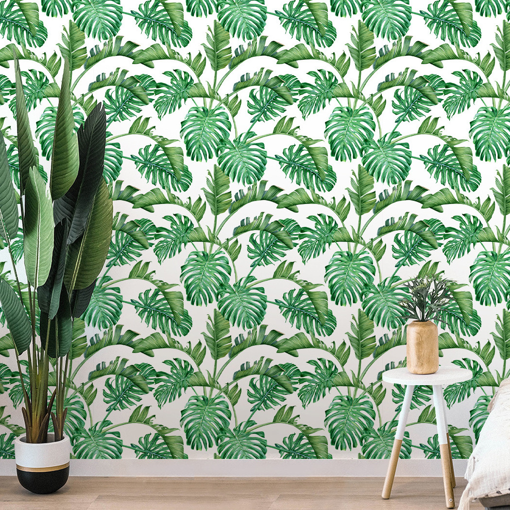 Banana Leaf Tropical Rainforest Wallpaper Green Leaves Print Palm Tree Jungle Print Boho Decor