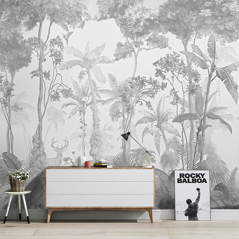 Black and white elk 3d wallpaper stickers living room TV wall decoration mural wall cloth