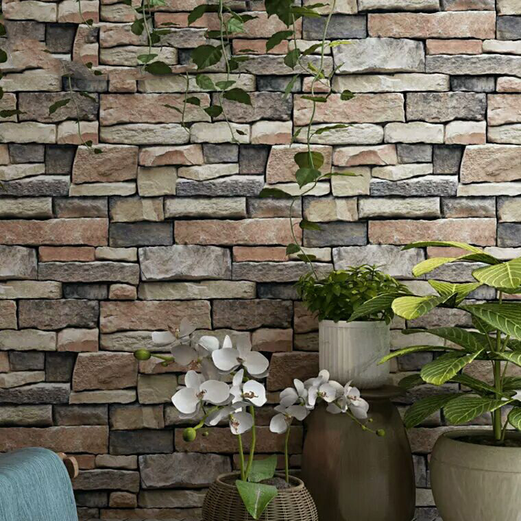 Embossed Brick Stone Pattern Wallpaper 3d wall paper