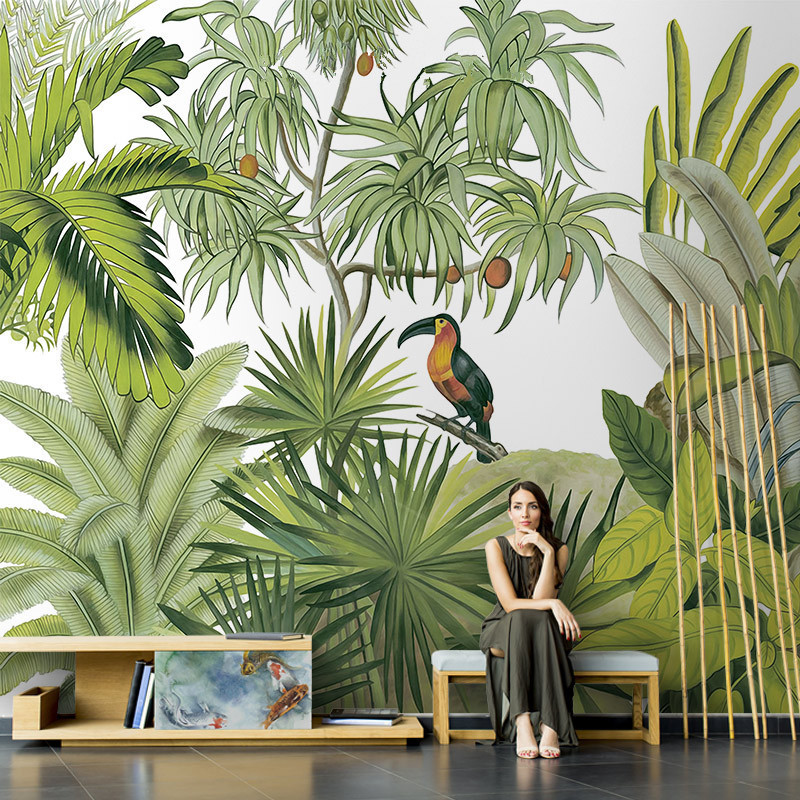 Modern Custom Living Room Fabric Abstract Tropical Landscape Wall paper 3D Home Decoration Papier Peint Mural Wallpaper