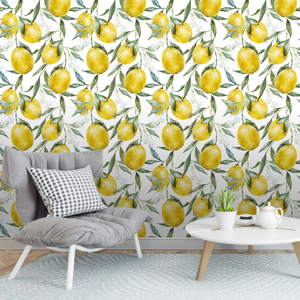 Self adhesive wallpaper 3d wall paper roll flower lemon design peel stick wallpapers wall sticker for home decor