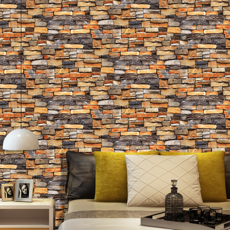 Embossed Brick Stone Pattern Wallpaper 3d wall paper