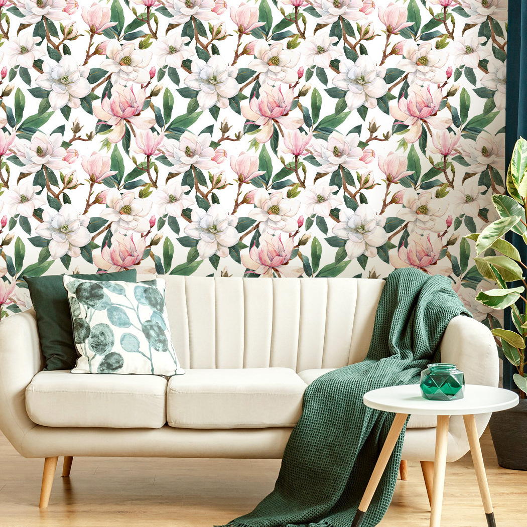 Custom Decorative Floral Self-adhesive Wallpaper Bedroom Wall Murals Botanic Odorless Peel And Stick Wallpaper for Home Decor