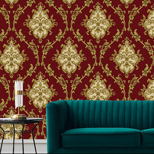 Royal Damask Designs Red Living Room Luxury European Wallpaper