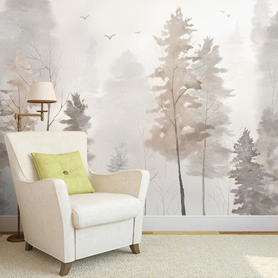 Nordic modern forest wallpaper living room bedroom background custom wall mural