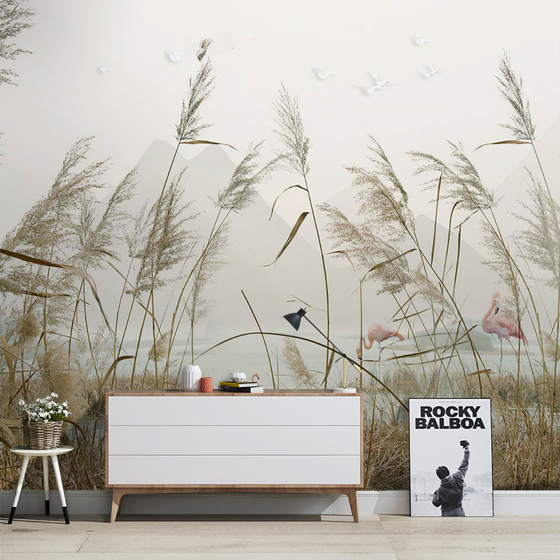 Custom 3d Flamingo Wallpaper Nordic Tropical Rainforest Plant Wall Murals