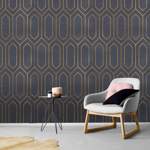 Fashion Peel And Stick Wallpaper Self-Adhesive Black 3d Digital Printing Wallpaper Line Texture Wallpaper 3d Home Decoration