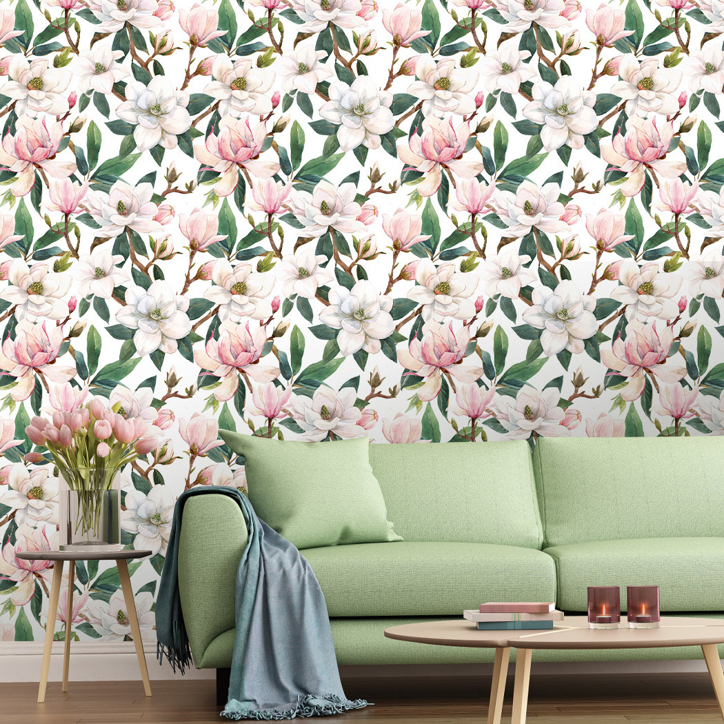 Custom Decorative Floral Self-adhesive Wallpaper Bedroom Wall Murals Botanic Odorless Peel And Stick Wallpaper for Home Decor