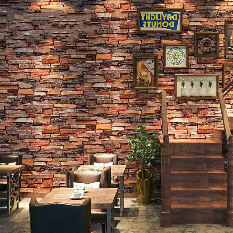 Embossed Brick Stone Pattern Wallpaper 3d wall paper