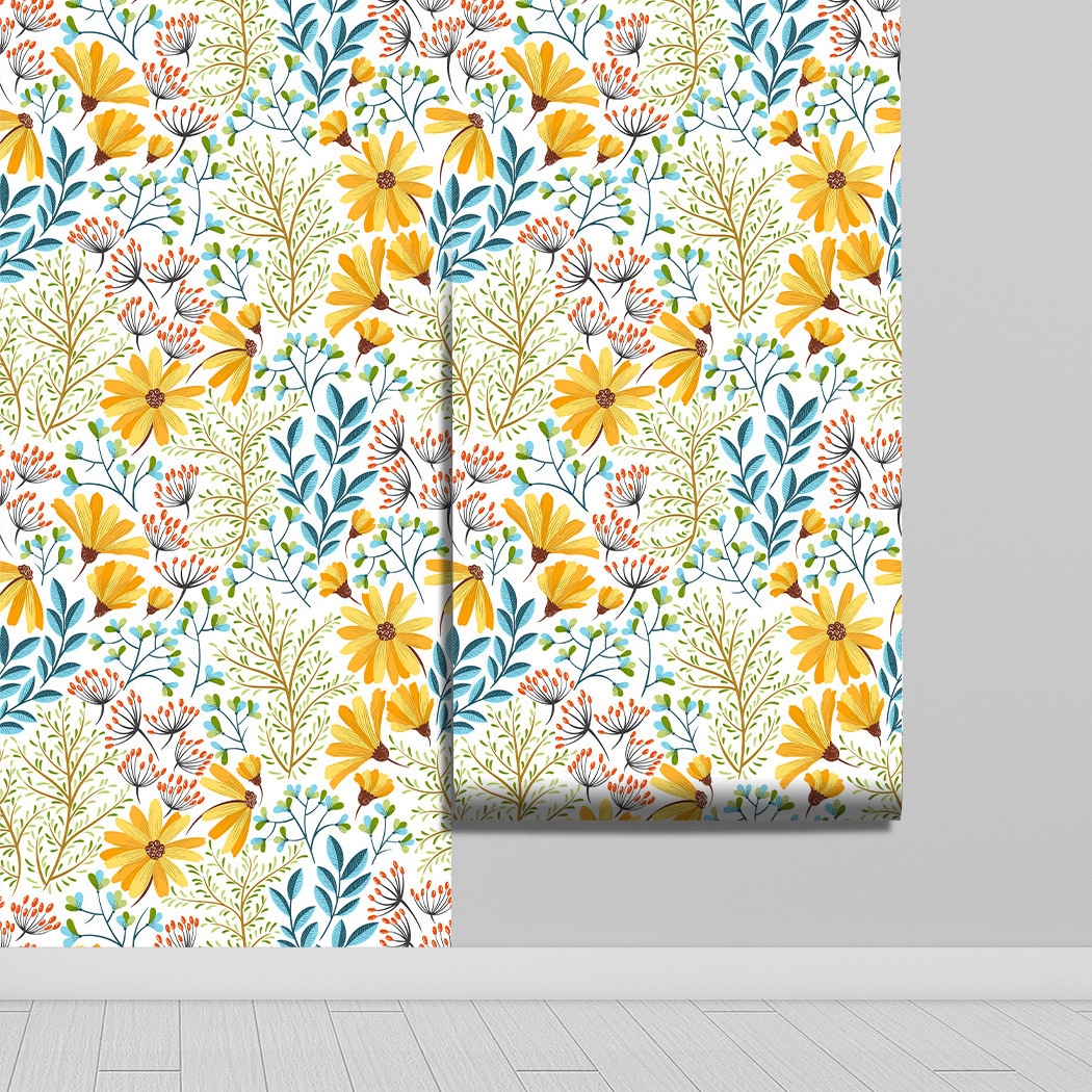 Self adhesive wallpaper 3d wall paper roll flower lemon design peel stick wallpapers wall sticker for home decor