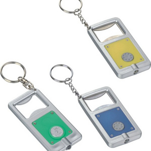 cheap logo printed promotional square shape plastic keychain led light