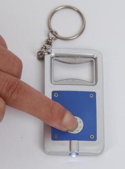 cheap logo printed promotional square shape plastic keychain led light