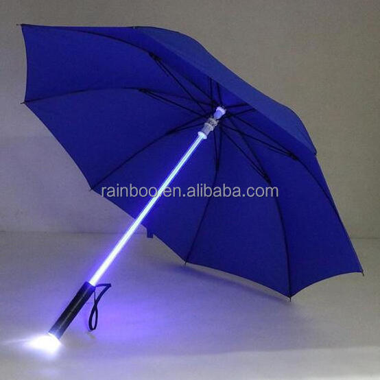 Logo printed promotional 8 panels straight led umbrella with light torch