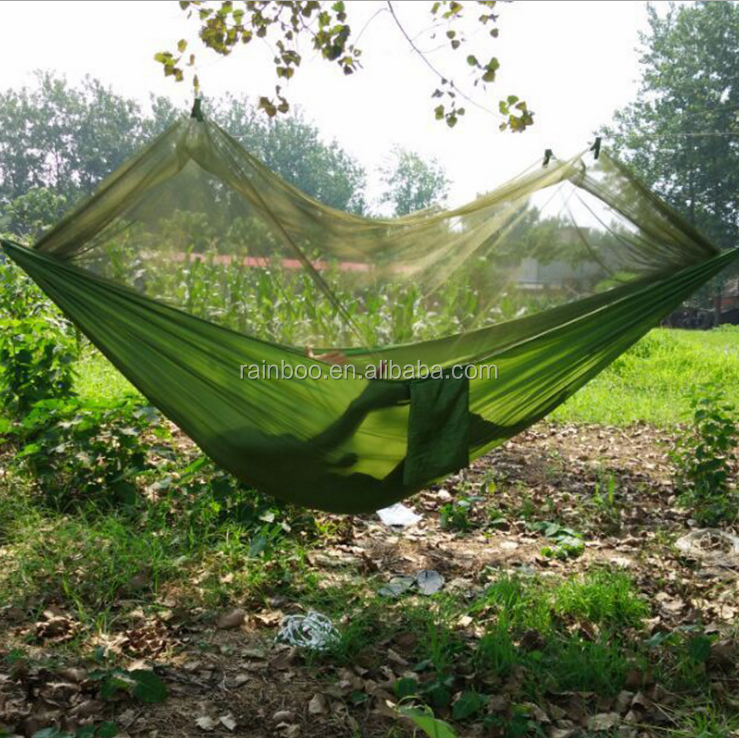 210T nylon shioze camping swing parachute hammock with mosquito net