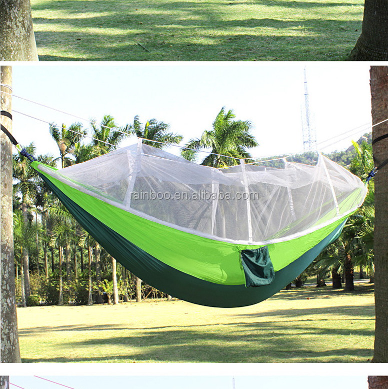 210T nylon shioze camping swing parachute hammock with mosquito net