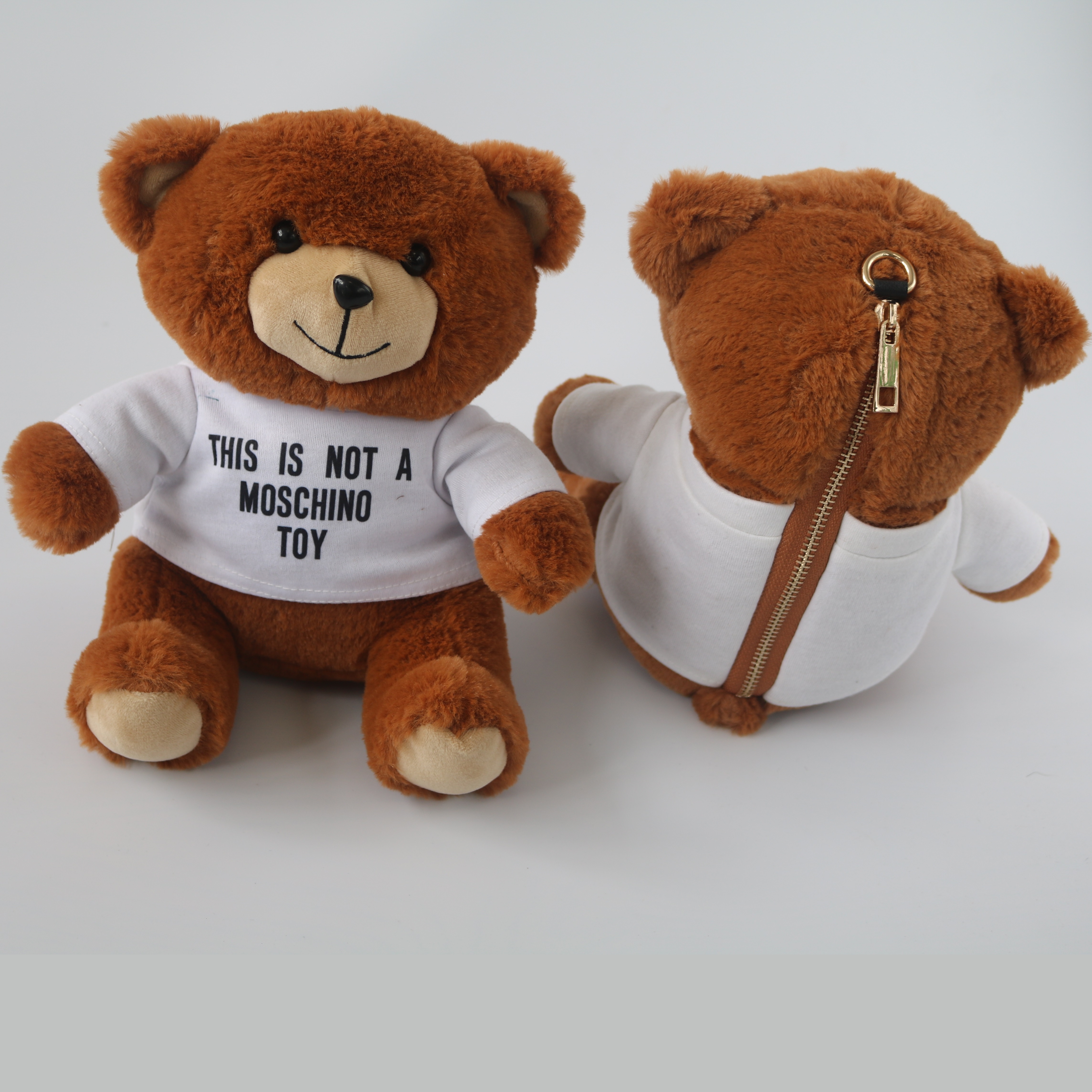 Promotional soft customized cute stuffed soft bear plush toy with pocket and zipper