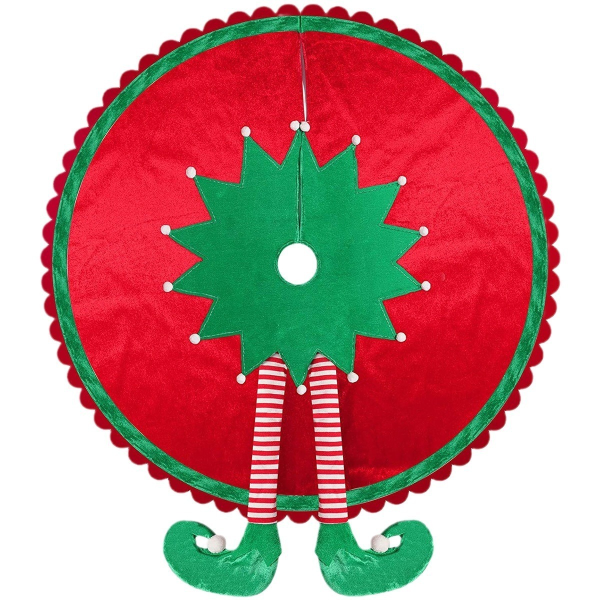 24-Inch Christmas Tree Skirt with Variety Knitted Decorative Aprons Festive Atmosphere Christmas Decorations