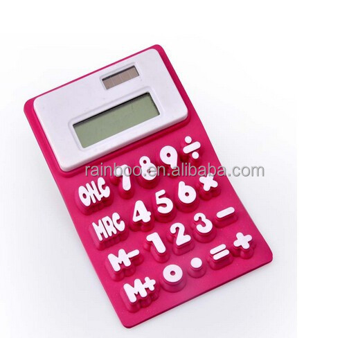 Promotional cheap flexible silicone calculator with logo printed