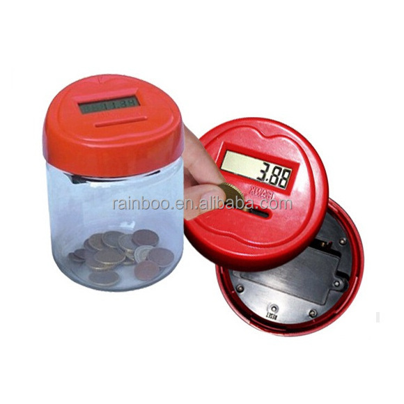 Plastic electronic bank digital coin counting money jar