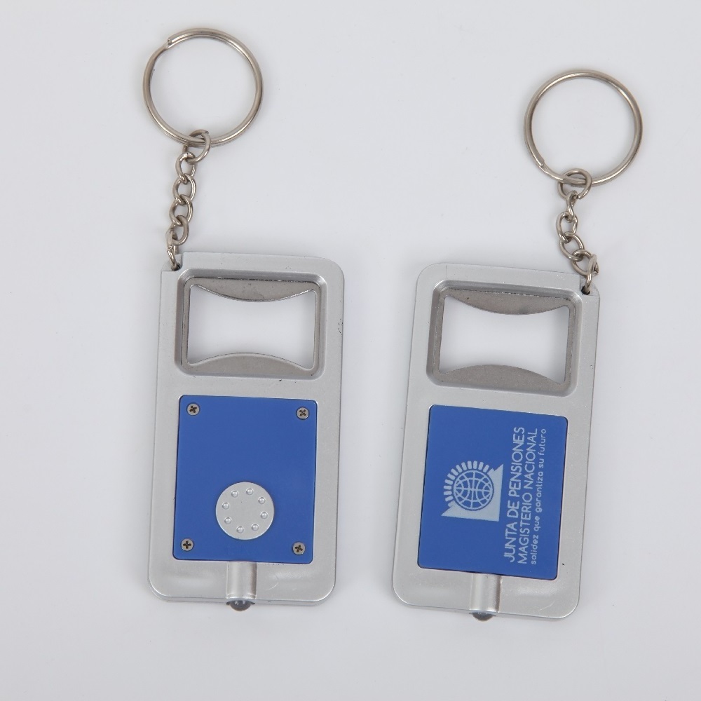 cheap logo printed promotional square shape plastic keychain led light