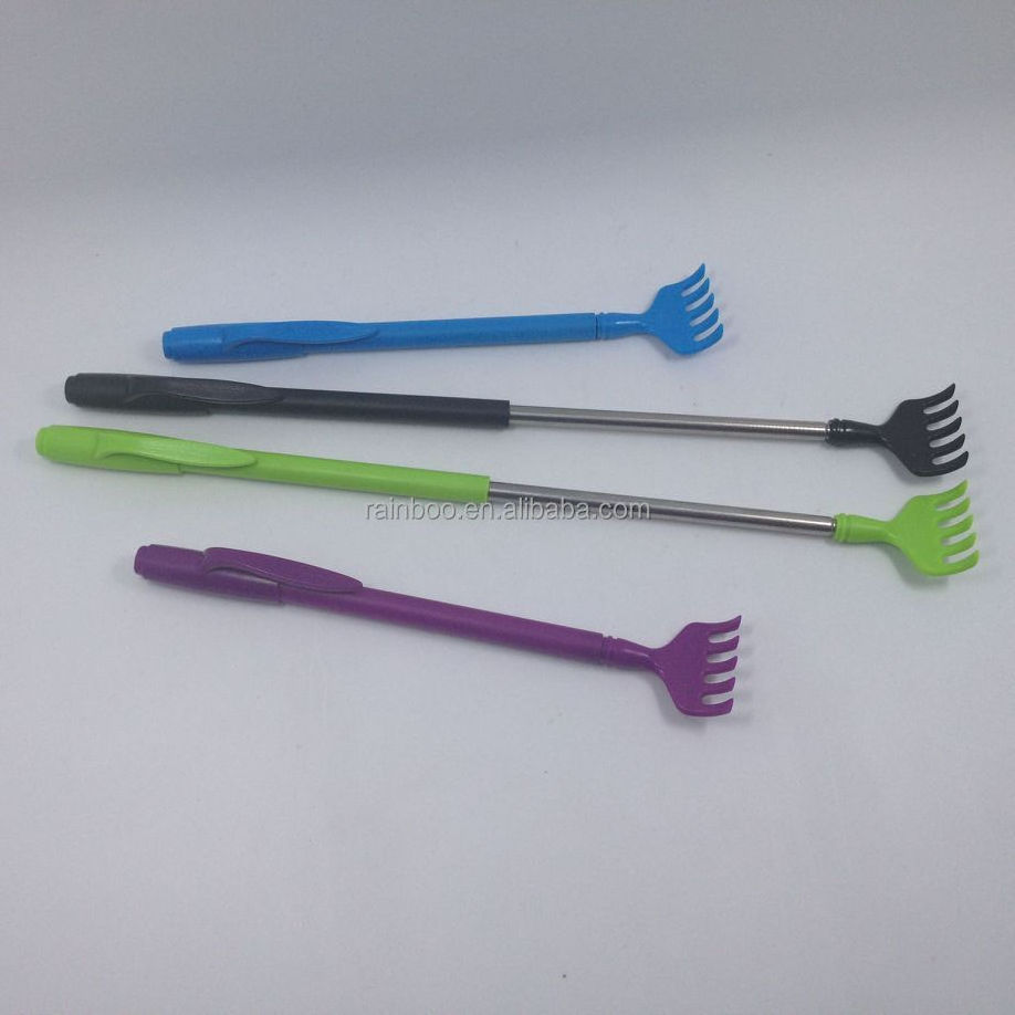 Logo printed Cheap plastic extendable retractable back scratcher with clip