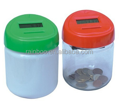 Plastic electronic bank digital coin counting money jar