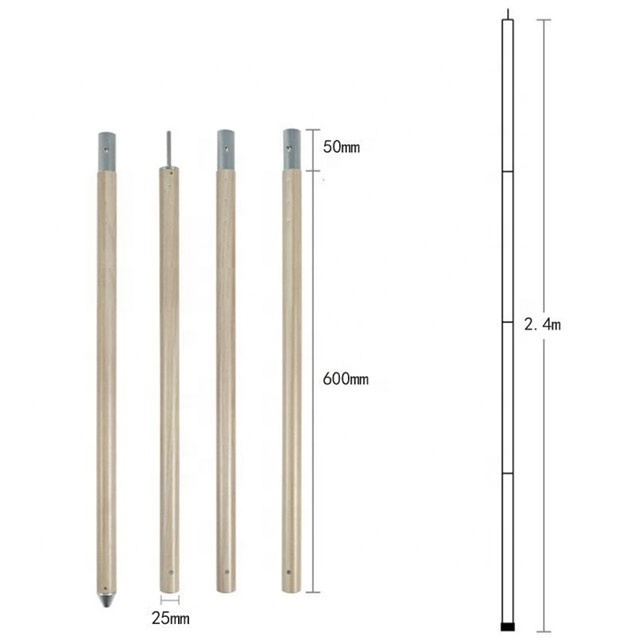 customized adjustable  outdoor camping tent  trap pole / 6061 aluminum wood pattern tent pole