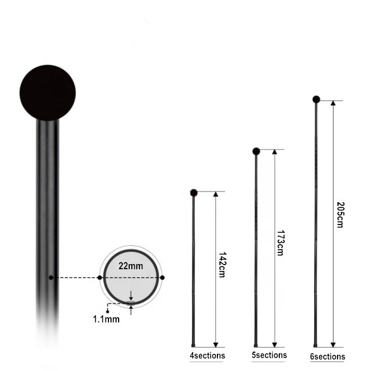 Custom Outdoor Telescopic Adjustable Aluminum 6063 Tarp Pole Camping Tent Poles /sun shelter tent pole