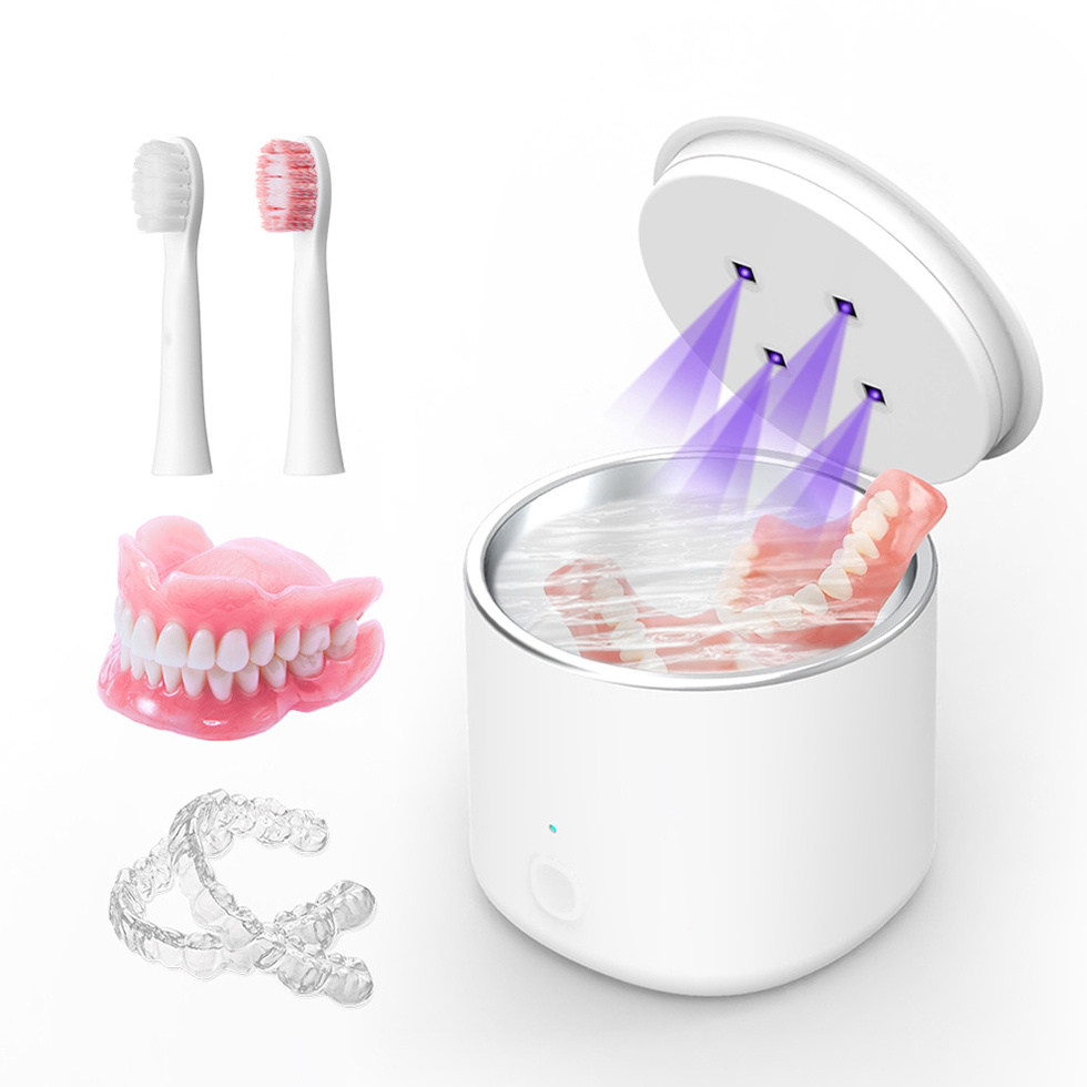 Household Portable Ultrasonic UV Jewelry Washing Cleaning Machine Dental False Teeth Ultrasonic Denture Cleaner