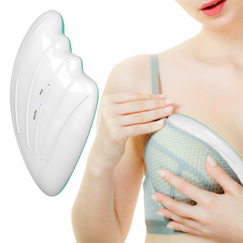 2023 Factory Design Electric Silicone Breast Massager Vibrator Machine Heat Warming Lactation Breast Massager for Breastfeeding