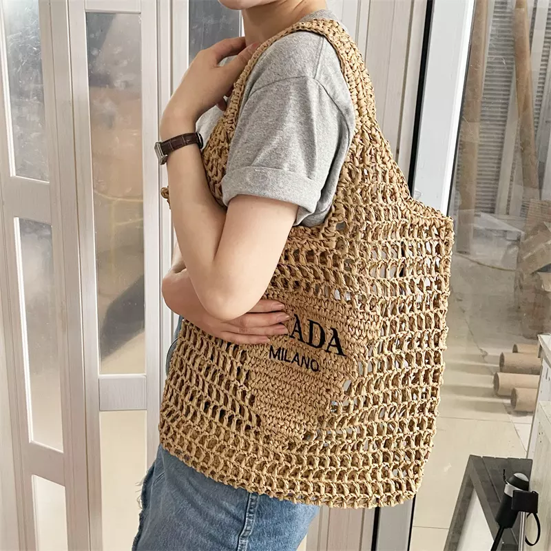 Women Triangle Mark Brands Straw Raffia Bag Beach Holiday Dress Tote Bags Bolsos Playa Eco-friendly Bags