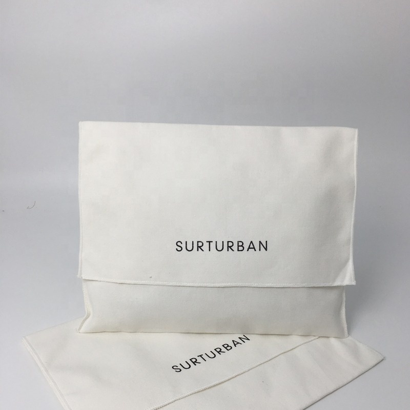 Custom Logo Printed Organic Envelope Cotton Canvas Pillow Child Clothing Packing Bag With Tie Cotton Envelope Dust Pouch