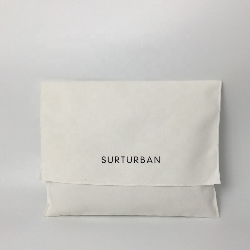 Custom Logo Printed Organic Envelope Cotton Canvas Pillow Child Clothing Packing Bag With Tie Cotton Envelope Dust Pouch