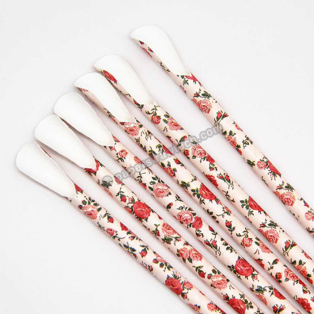 Floral Printed Pattern  Paper Spoon Straws Food Grade Straws with Spoon, Free Shipping, Free Sample Available