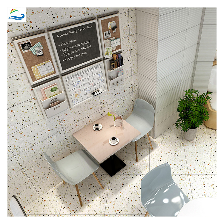 24X24 Size Precast Ceramic Slab Tile Cement Look White  Porcelain 600x600 Terrazzo Floor Coffee Shop Wall Tiles