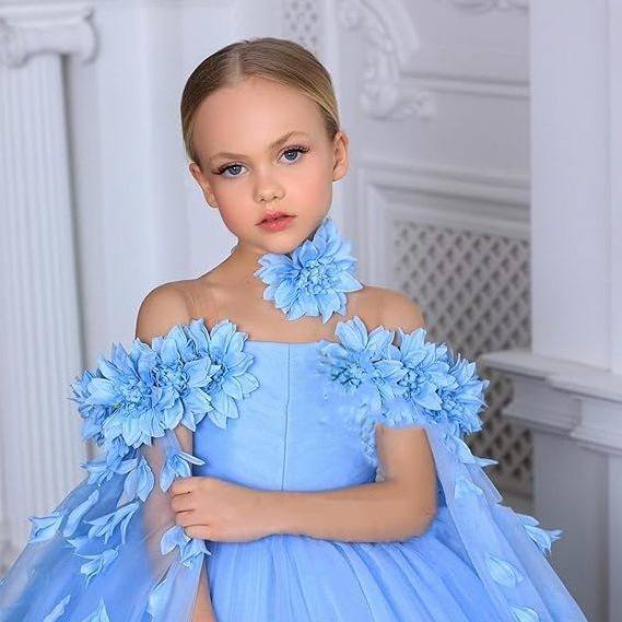 New Arrival Appliques Plain Children Dresses Long Sleeve Lace Flower Flower Girls' Dresses Party For Girl