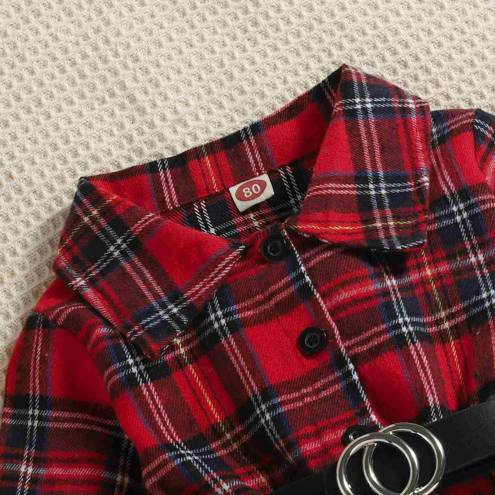 dress party fashion plaid new year long sleeve lapel button ruffle trim bottom elegant casual dresses kids dresses for girls