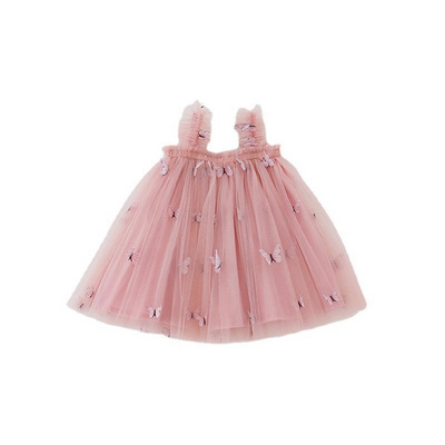 Kids Butterfly Tutu Dress for Little Girls Summer Casual Sleeveless Ruffle Strap Toddler Girls' Casual Frocks