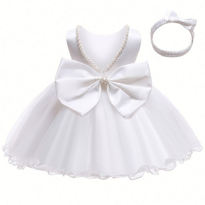 Baptism Bow Princess Dress Baby 1st Year Infant Dresses girl Toddler Baby Girls Birthday Party Dress