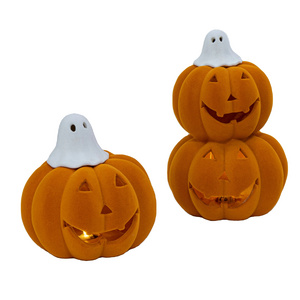 2024 new design Halloween festival ceramic decoration pumpkin shape with LED light decoration other home decor