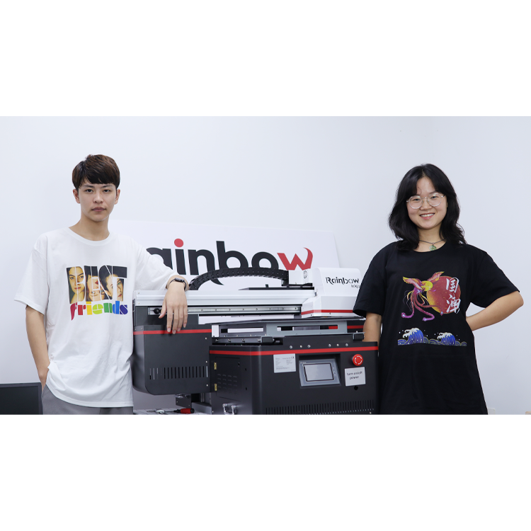 Rainbow A2 DTG flatbed printer digital textile fabric silk wool cotton DIY tshirt printing machine