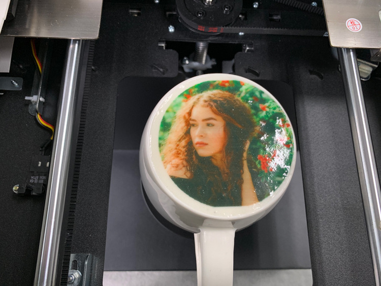 Rainbow selfie milk foam edible coffee printer with edible ink on cake/bread/marcaron