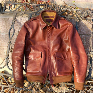 men jackets leather custom turn-down collar leather jacket Vintage horsehide leather clothing