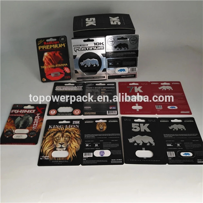 Ready to Ship Plastic Crazy Rhino 3D Effect Cards With capsule bottle set Display Box For Rhino male enhancement Pills Packing