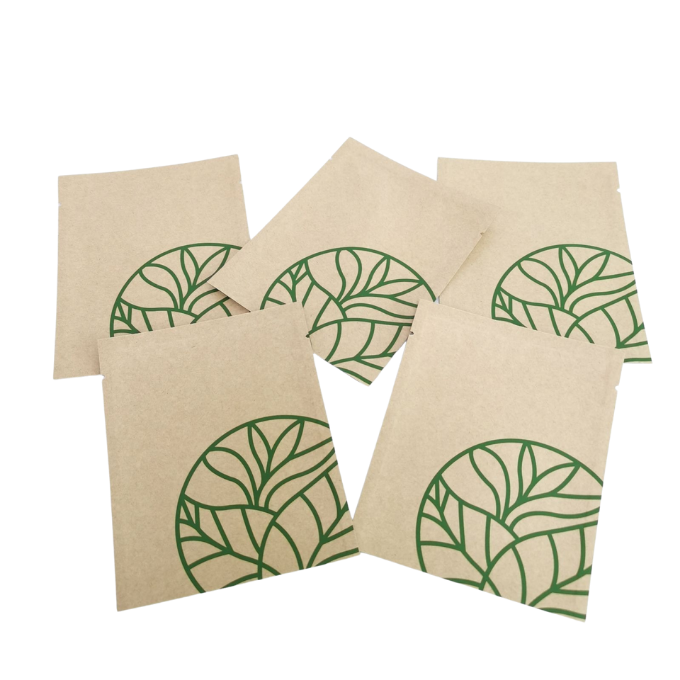 Custom Printed Biodegradable Dry Waterproof Kraft Paper Food Packaging Coffee Bag With Resealable Ziplock For Coffee Tea Packet