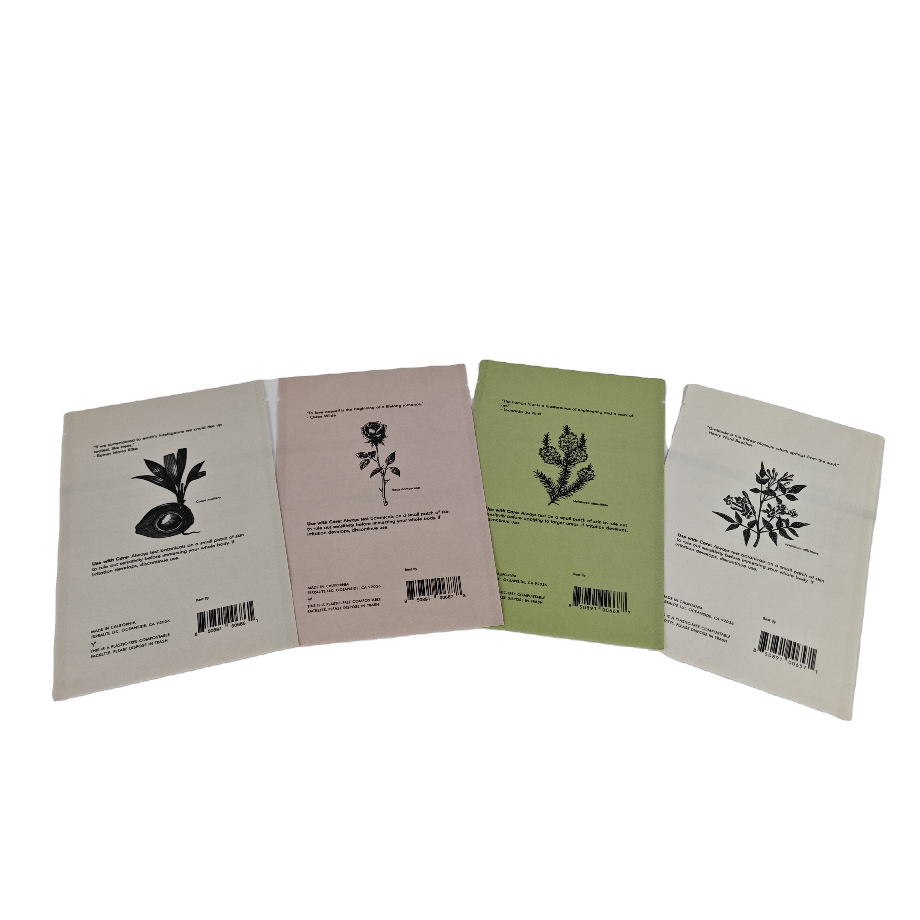 Heat Seal Foil Cosmetic Sample Sachet  Cream Sample Packet Biodegradable White Kraft Paper Sample Sachets Packaging