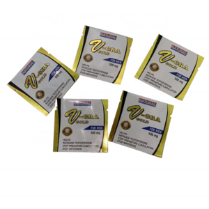 VGRA 500mg Capsule Sachet Packaging with Adhesive Paper Card in Sets Foil Mylar Bags